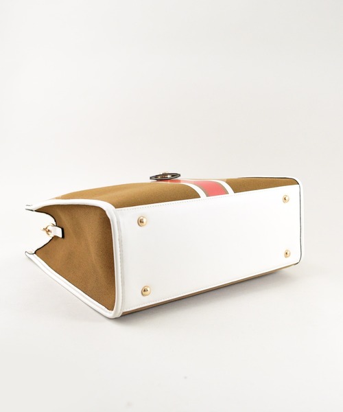 U（ユー）の「ラインキャンバス パリジャン トートバッグ/Lサイズ（ビジネスバッグ・レディース・グリーン/オフホワイト/ブラック・FREE）」の21枚目の写真