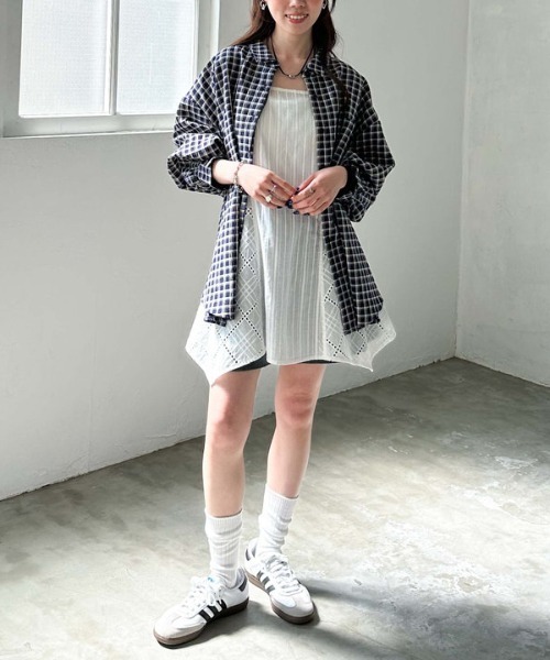 archives（アルシーヴ）の「リンクルチェックミドルシャツ（シャツ/ブラウス・レディース・オフホワイト/ブラック/ネイビー・MEDIUM）」の11枚目の写真