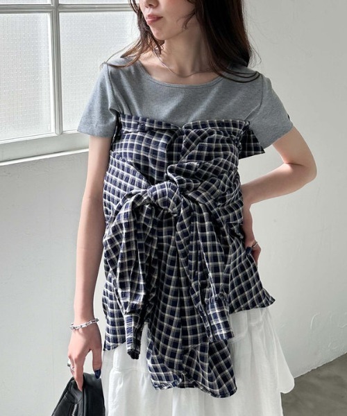 archives（アルシーヴ）の「リンクルチェックミドルシャツ（シャツ/ブラウス・レディース・オフホワイト/ブラック/ネイビー・MEDIUM）」の12枚目の写真