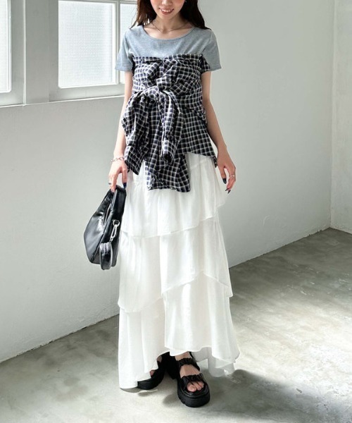 archives（アルシーヴ）の「リンクルチェックミドルシャツ（シャツ/ブラウス・レディース・オフホワイト/ブラック/ネイビー・MEDIUM）」の13枚目の写真