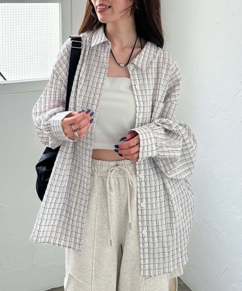 archives（アルシーヴ）の「リンクルチェックミドルシャツ（シャツ/ブラウス・レディース・オフホワイト/ブラック/ネイビー・MEDIUM）」の15枚目の写真