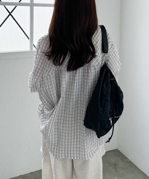 archives（アルシーヴ）の「リンクルチェックミドルシャツ（シャツ/ブラウス・レディース・オフホワイト/ブラック/ネイビー・MEDIUM）」の17枚目の写真