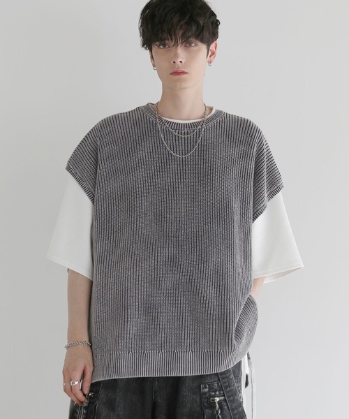 セール】ヴィンテージ加工ルーズシルエットサイドコードニット