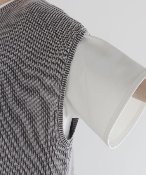 LILL(リル)の「ヴィンテージ加工ルーズシルエットサイドコードニットベスト(ベスト・メンズ・ブラック系/グレー系・S/M/L)」の11枚目の写真