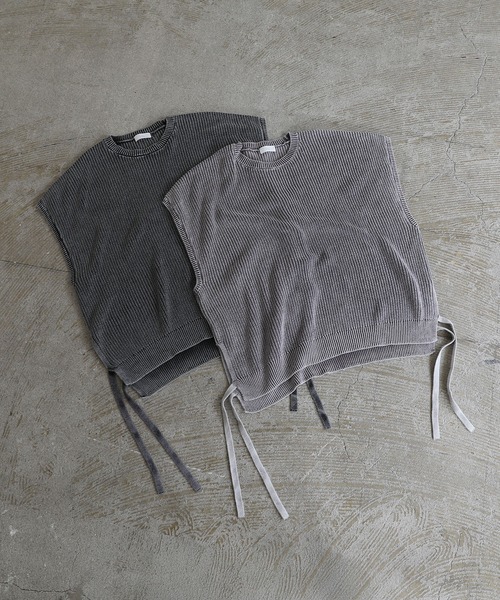 LILL(リル)の「ヴィンテージ加工ルーズシルエットサイドコードニットベスト(ベスト・メンズ・ブラック系/グレー系・S/M/L)」の6枚目の写真