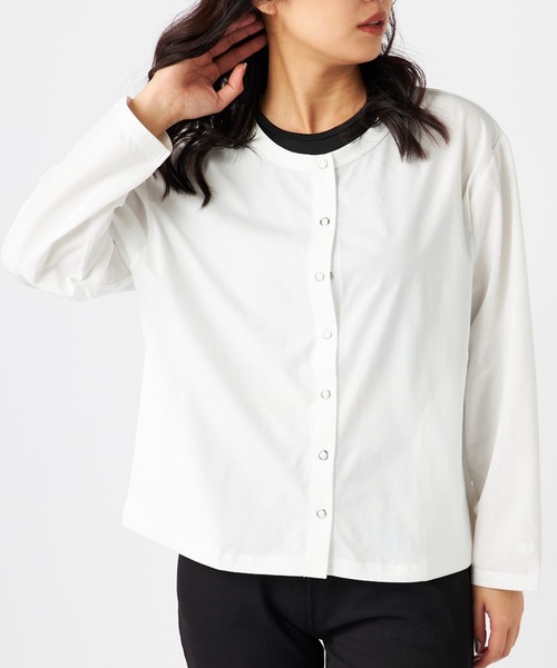 Ocean Pacific（オーシャンパシフィック）の「【OP/オーピー】レディースカーディガン/水陸両用UPF50ボーダーカーディガンタイプラッシュガード(水着)（ラッシュガード・レディース・ホワイト/ブラック/ブラック×ホワイト・MEDIUM/LARGE/X-LARGE）」の2枚目の写真