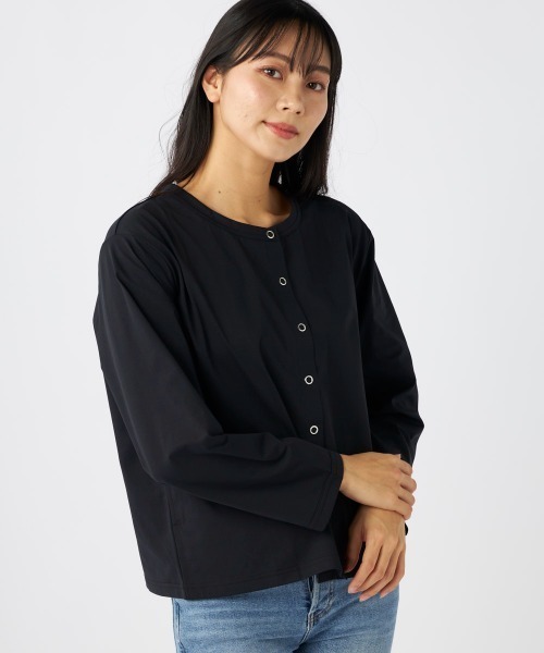 Ocean Pacific（オーシャンパシフィック）の「【OP/オーピー】レディースカーディガン/水陸両用UPF50ボーダーカーディガンタイプラッシュガード(水着)（ラッシュガード・レディース・ホワイト/ブラック/ブラック×ホワイト・MEDIUM/LARGE/X-LARGE）」の16枚目の写真