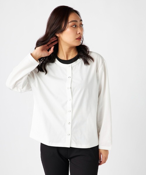 Ocean Pacific（オーシャンパシフィック）の「【OP/オーピー】レディースカーディガン/水陸両用UPF50ボーダーカーディガンタイプラッシュガード(水着)（ラッシュガード・レディース・ホワイト/ブラック/ブラック×ホワイト・MEDIUM/LARGE/X-LARGE）」の8枚目の写真