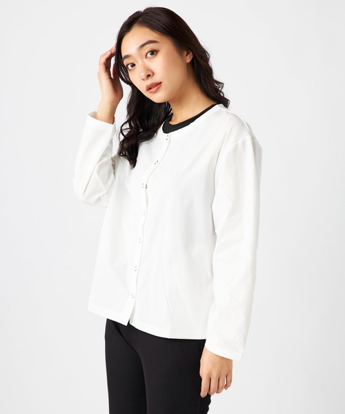 Ocean Pacific（オーシャンパシフィック）の「【OP/オーピー】レディースカーディガン/水陸両用UPF50ボーダーカーディガンタイプラッシュガード(水着)（ラッシュガード・レディース・ホワイト/ブラック/ブラック×ホワイト・MEDIUM/LARGE/X-LARGE）」の9枚目の写真