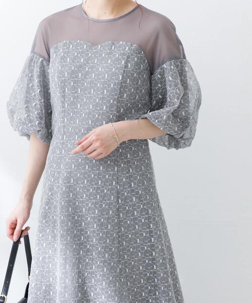 URBAN RESEARCH ROSSO WOMEN（アーバンリサーチ　ロッソ）の「幾何学レースドレス（ワンピース・レディース・ライトグレー/ブラウン・FREE）」の4枚目の写真