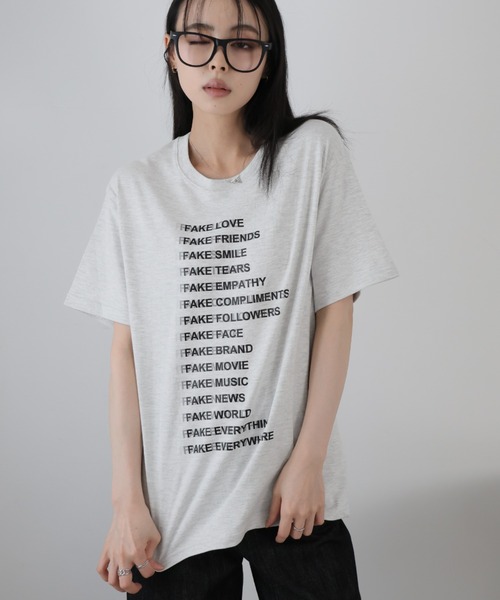 Ulysses(ユリシス)の「プリントデザインTシャツ(Tシャツ/カットソー・レディース・ベージュ/ダークグレー/ホワイト/ブラック・F)」の9枚目の写真