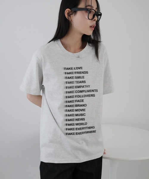 Ulysses(ユリシス)の「プリントデザインTシャツ(Tシャツ/カットソー・レディース・ベージュ/ダークグレー/ホワイト/ブラック・F)」の11枚目の写真