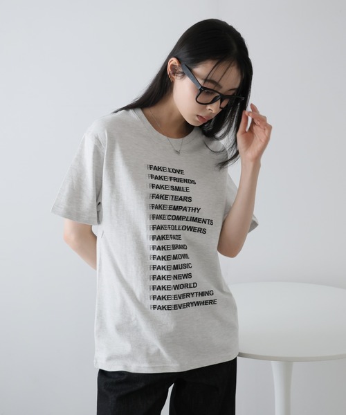 Ulysses(ユリシス)の「プリントデザインTシャツ(Tシャツ/カットソー・レディース・ベージュ/ダークグレー/ホワイト/ブラック・F)」の12枚目の写真