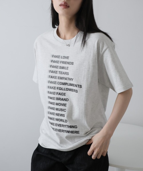Ulysses(ユリシス)の「プリントデザインTシャツ(Tシャツ/カットソー・レディース・ベージュ/ダークグレー/ホワイト/ブラック・F)」の13枚目の写真