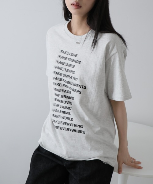 Ulysses(ユリシス)の「プリントデザインTシャツ(Tシャツ/カットソー・レディース・ベージュ/ダークグレー/ホワイト/ブラック・F)」の14枚目の写真