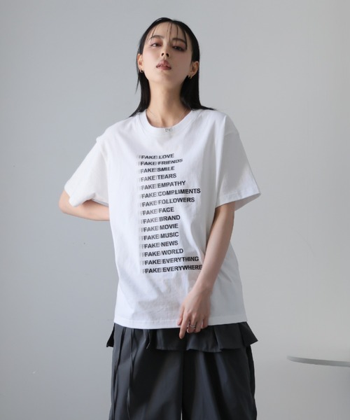 Ulysses(ユリシス)の「プリントデザインTシャツ(Tシャツ/カットソー・レディース・ベージュ/ダークグレー/ホワイト/ブラック・F)」の19枚目の写真