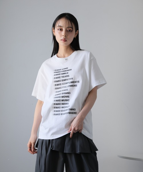 Ulysses(ユリシス)の「プリントデザインTシャツ(Tシャツ/カットソー・レディース・ベージュ/ダークグレー/ホワイト/ブラック・F)」の20枚目の写真
