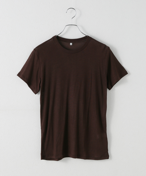 美品　BASERANGE ベースレンジ　リブカットソー　ブラウン　サイズm BASERANGE/ベースレンジ】LONG SLEEVE TEE：カットソー（Tシャツ