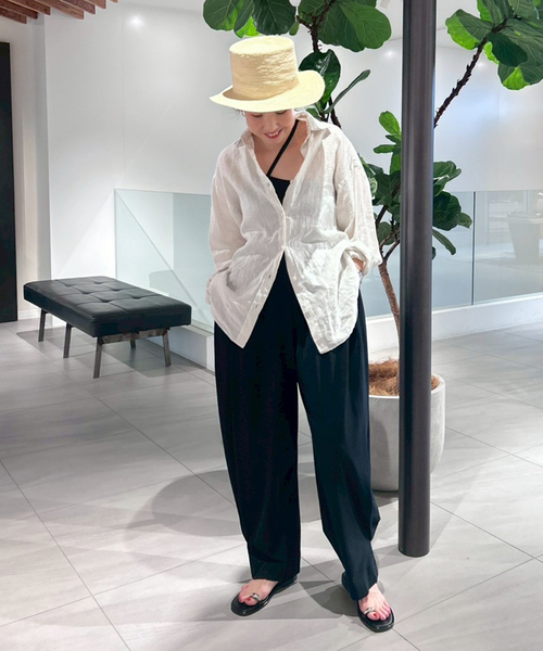 FRAMeWORK（フレームワーク）の「≪追加≫ライトフレンチリネンレギュラーシャツ（シャツ/ブラウス・レディース・モカ/ベージュ/ブルー・FREE）」の14枚目の写真