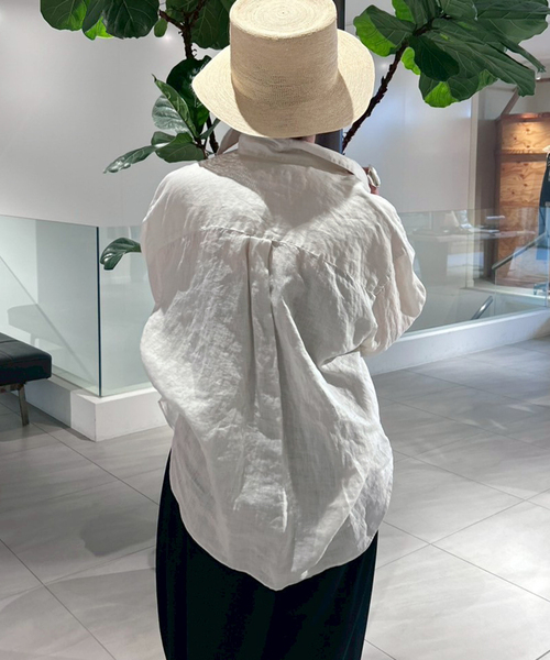 FRAMeWORK（フレームワーク）の「≪追加≫ライトフレンチリネンレギュラーシャツ（シャツ/ブラウス・レディース・モカ/ベージュ/ブルー・FREE）」の17枚目の写真