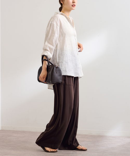 FRAMeWORK（フレームワーク）の「≪追加≫ライトフレンチリネンレギュラーシャツ（シャツ/ブラウス・レディース・モカ/ベージュ/ブルー・FREE）」の19枚目の写真