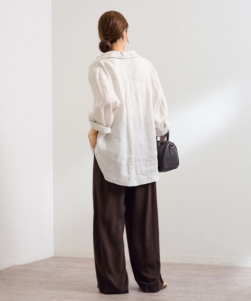 FRAMeWORK（フレームワーク）の「≪追加≫ライトフレンチリネンレギュラーシャツ（シャツ/ブラウス・レディース・モカ/ベージュ/ブルー・FREE）」の20枚目の写真