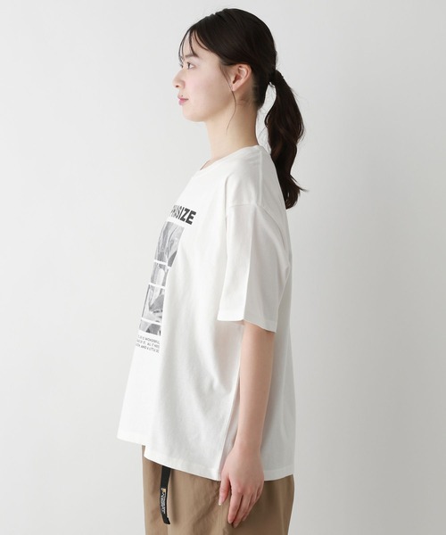 新品未使用　MACHATT フォトプリント Tシャツ ベージュ 花 クルーネック セール】makiフォトプリントTEE（Tシャツ/カットソー）｜FOUND