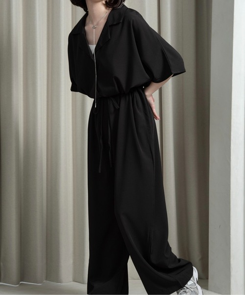 lawgy（ラウジー）の「waist ribbon rafu all in one / ウエストリボンラフオールインワン（つなぎ/オールインワン・レディース・ドット/ブラック・FREE）」の11枚目の写真