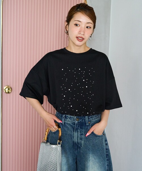 FREAK'S STORE(フリークスストア)の「限定展開 キラキラ ホット ビックシルエット 半袖 Tシャツ(Tシャツ/カットソー・レディース・オフホワイト/ブラック/ライトグレー・フリ-)」の12枚目の写真