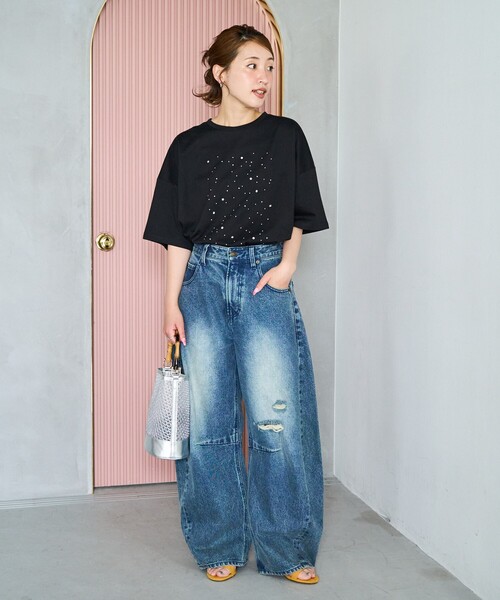 FREAK'S STORE(フリークスストア)の「限定展開 キラキラ ホット ビックシルエット 半袖 Tシャツ(Tシャツ/カットソー・レディース・オフホワイト/ブラック/ライトグレー・フリ-)」の13枚目の写真