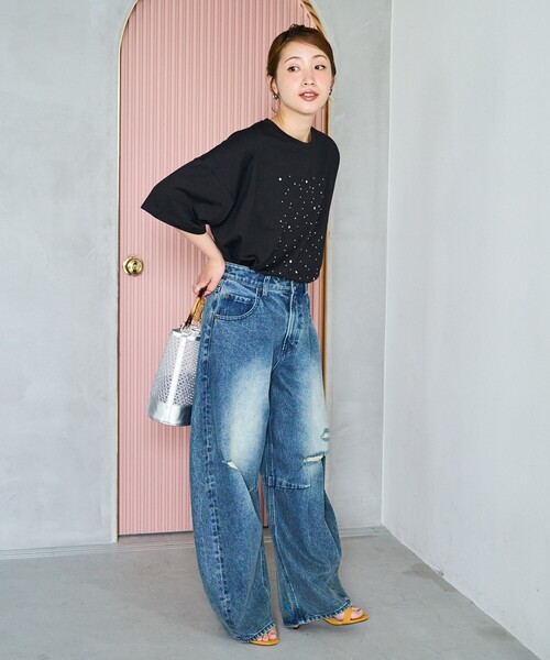 FREAK'S STORE(フリークスストア)の「限定展開 キラキラ ホット ビックシルエット 半袖 Tシャツ(Tシャツ/カットソー・レディース・オフホワイト/ブラック/ライトグレー・フリ-)」の14枚目の写真