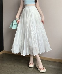 ワッシャーボリュームロング フレアスカート