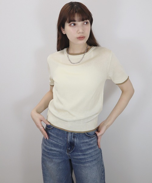 サマーニット 半袖 トップス クルーネック 夏用 2色セット JIGGYS SHOP サマーニット メンズ トップス サマーセーター 半袖