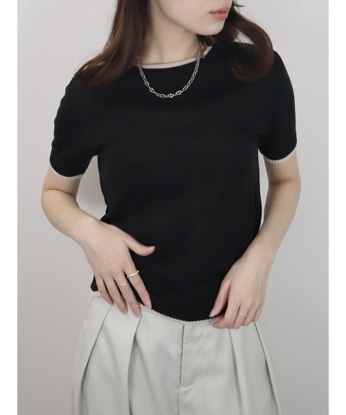 【日本製】 セール】バイカラー半袖トップス／bicolor short top サマー トップス