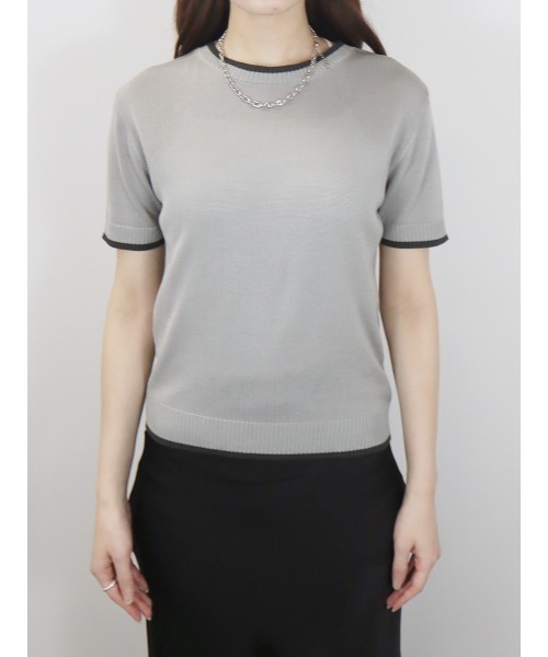 バイカラー半袖トップス／bicolor short top サマーニット