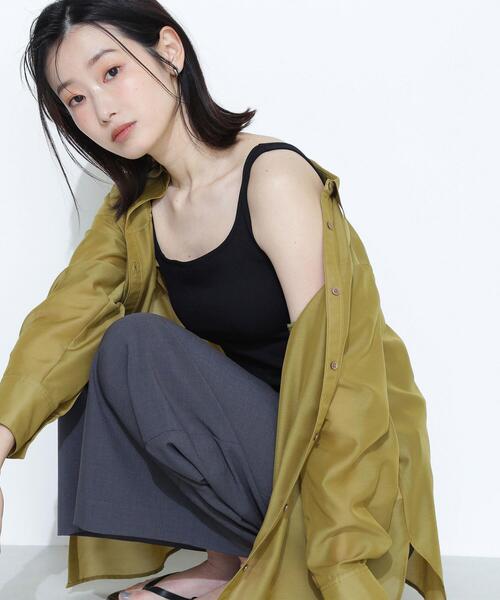 NATURAL BEAUTY BASIC(ナチュラルビューティーベーシック)の「◇シアーオーバーシャツ(シャツ/ブラウス・レディース・オリーブ/ベージュ/ダークブルー・FREE)」の1枚目の写真