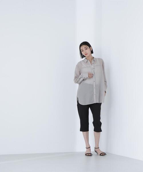 NATURAL BEAUTY BASIC(ナチュラルビューティーベーシック)の「◇シアーオーバーシャツ(シャツ/ブラウス・レディース・オリーブ/ベージュ/ダークブルー・FREE)」の7枚目の写真