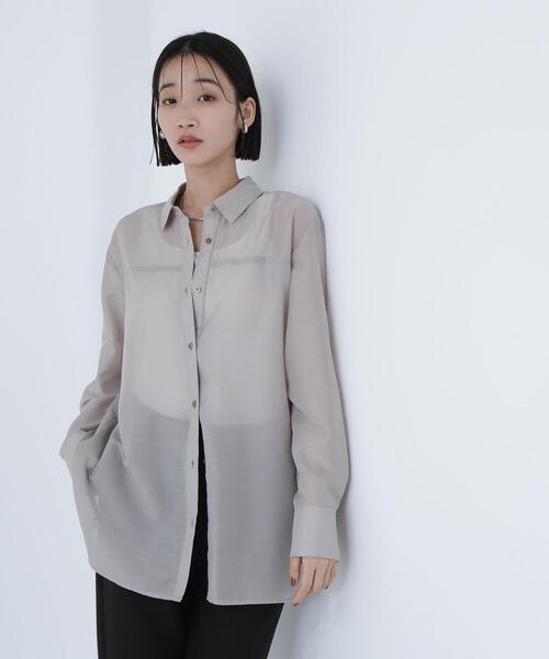 NATURAL BEAUTY BASIC(ナチュラルビューティーベーシック)の「◇シアーオーバーシャツ(シャツ/ブラウス・レディース・オリーブ/ベージュ/ダークブルー・FREE)」の17枚目の写真