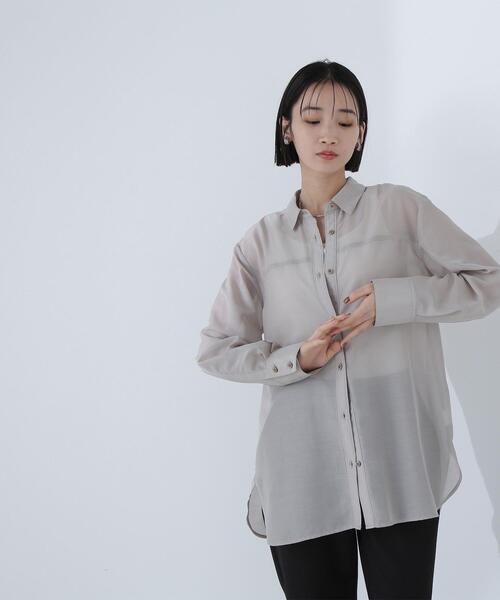 NATURAL BEAUTY BASIC(ナチュラルビューティーベーシック)の「◇シアーオーバーシャツ(シャツ/ブラウス・レディース・オリーブ/ベージュ/ダークブルー・FREE)」の19枚目の写真