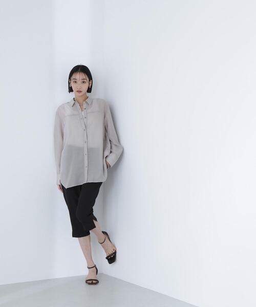 NATURAL BEAUTY BASIC(ナチュラルビューティーベーシック)の「◇シアーオーバーシャツ(シャツ/ブラウス・レディース・オリーブ/ベージュ/ダークブルー・FREE)」の20枚目の写真