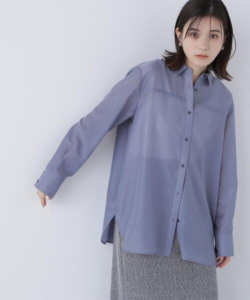NATURAL BEAUTY BASIC(ナチュラルビューティーベーシック)の「◇シアーオーバーシャツ(シャツ/ブラウス・レディース・オリーブ/ベージュ/ダークブルー・FREE)」の8枚目の写真