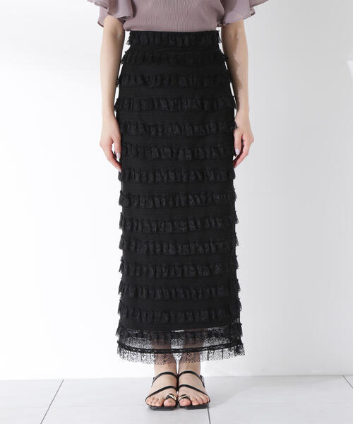 PROPORTION BODY DRESSING(プロポーションボディドレッシング)の「レースフリルタイトスカート / 1215220609(スカート・レディース・ブラック/ホワイト・SMALL/MEDIUM/P/S)」の8枚目の写真