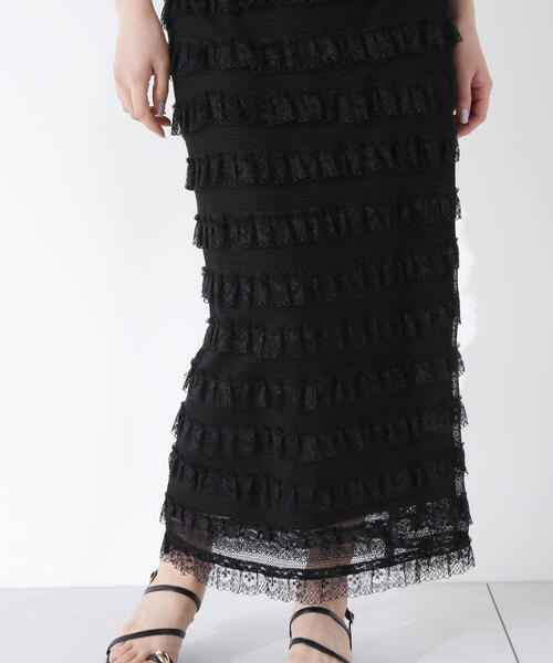 PROPORTION BODY DRESSING(プロポーションボディドレッシング)の「レースフリルタイトスカート / 1215220609(スカート・レディース・ブラック/ホワイト・SMALL/MEDIUM/P/S)」の11枚目の写真