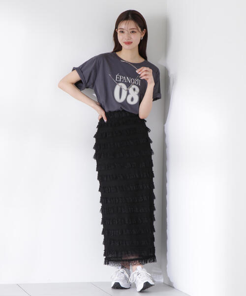 PROPORTION BODY DRESSING(プロポーションボディドレッシング)の「レースフリルタイトスカート / 1215220609(スカート・レディース・ブラック/ホワイト・SMALL/MEDIUM/P/S)」の2枚目の写真