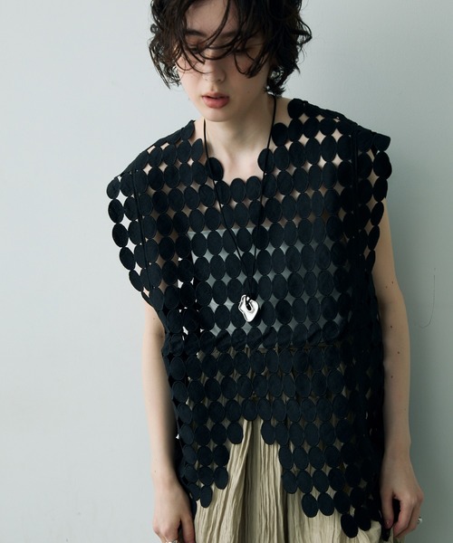 Trish（トリッシュ）の「ポルカドットレースプルオーバー（ベスト・レディース・ブラック/ホワイト・FREE）」の16枚目の写真
