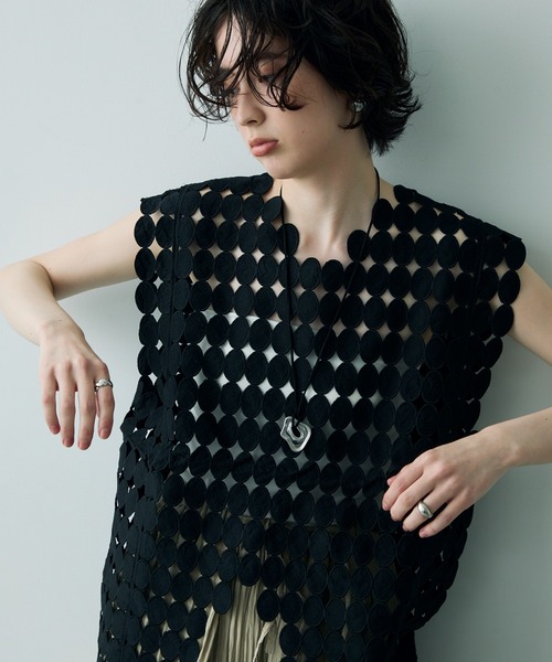 Trish（トリッシュ）の「ポルカドットレースプルオーバー（ベスト・レディース・ブラック/ホワイト・FREE）」の19枚目の写真