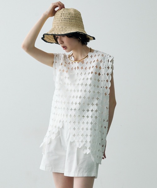 Trish（トリッシュ）の「ポルカドットレースプルオーバー（ベスト・レディース・ブラック/ホワイト・FREE）」の8枚目の写真