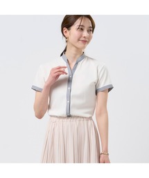 【吸水速乾】【COFREX】配色スキッパーブラウス 半袖 レディースデザインシャツ