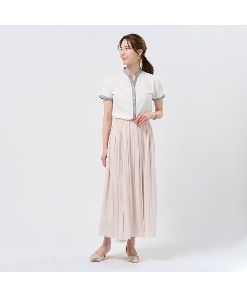 TOKYO SHIRTS(トウキョウシャツ)の「【吸水速乾】【COFREX】配色スキッパーブラウス 半袖 レディースデザインシャツ(シャツ/ブラウス・レディース・ホワイト・S/M/L/LL)」の3枚目の写真