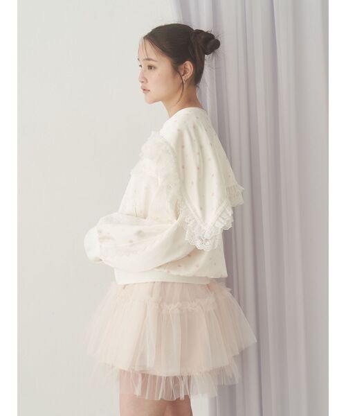 【にじこさん着用】shellerシェリエサテンブルゾン Satin frill short bomber jacket / サテンフリルショート
